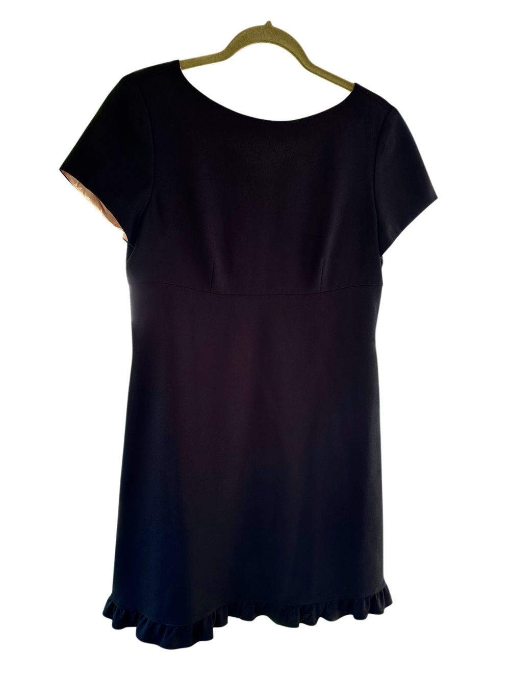 Kasper Black Fit & Flare Ruffle Hem Dress Pink Lined Size 10